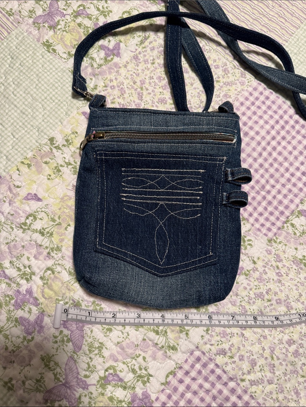 Denim Crossbody Bag - Dark Blue